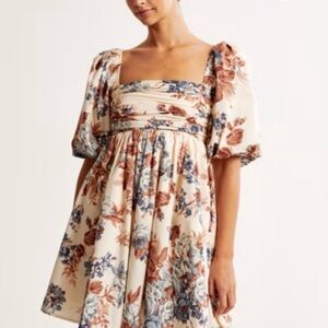 Abercrombie & Fitch Emerson Poplin Puff Sleeve Mini Dress